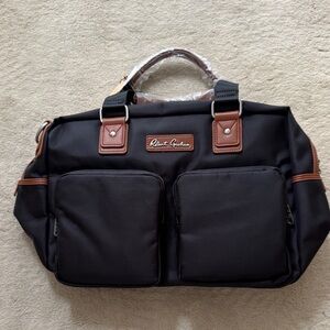 NWT Robert Graham Black Duffel Weekender Bag with Brown trim